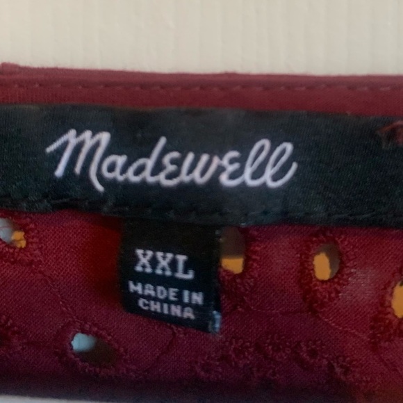 Madewell eyelet blouse, size XXL, berry color. - Picture 3 of 4